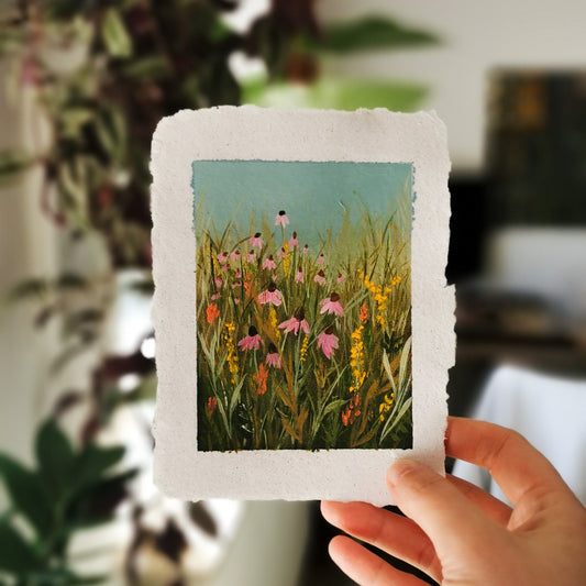 Echinacea auf Handgeschöpften Maispapier