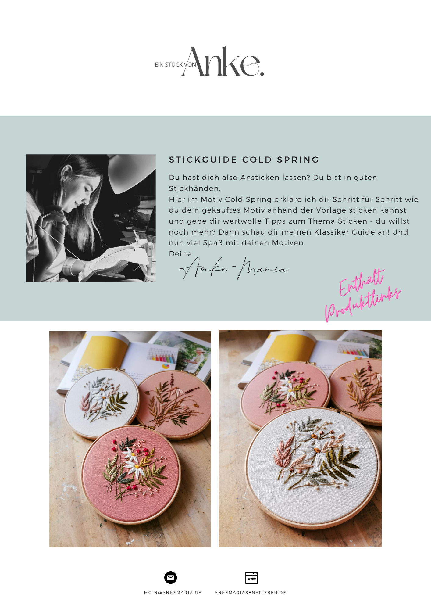 Stickguide - Echinacea Alba & Rose